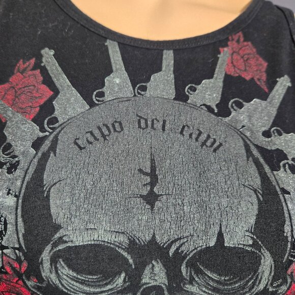 Y2K Headrush Cropped Graphic Skull Tank Top Size S Grunge Gothic Emo Rocker - Picture 2 of 7